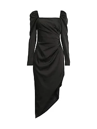 Stretch Satin Midi Cocktail Dress