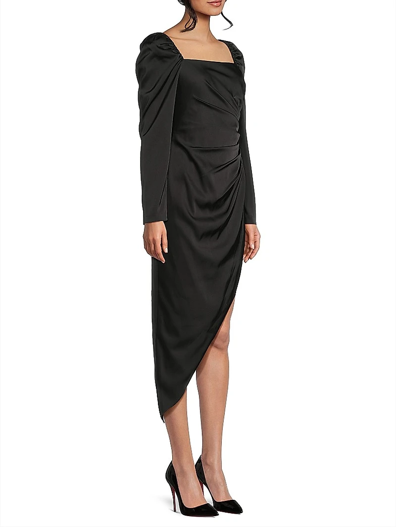 Stretch Satin Midi Cocktail Dress