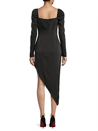 Stretch Satin Midi Cocktail Dress