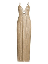 Beaded V-Neck Column Gown
