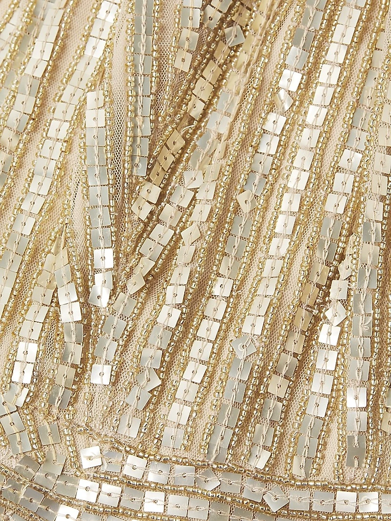 Beaded V-Neck Column Gown