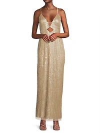Beaded V-Neck Column Gown