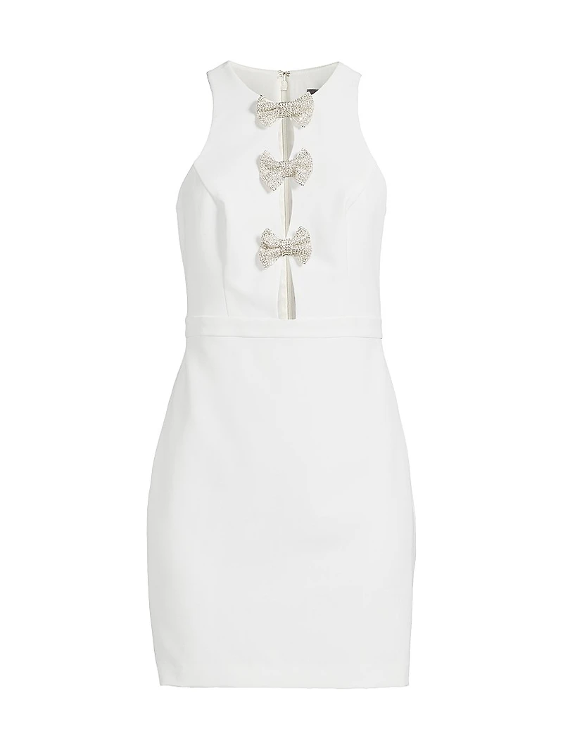 Crystal-Embellished Bow Cut-Out Minidress