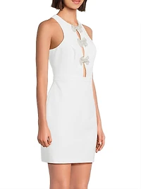 Crystal-Embellished Bow Cut-Out Minidress