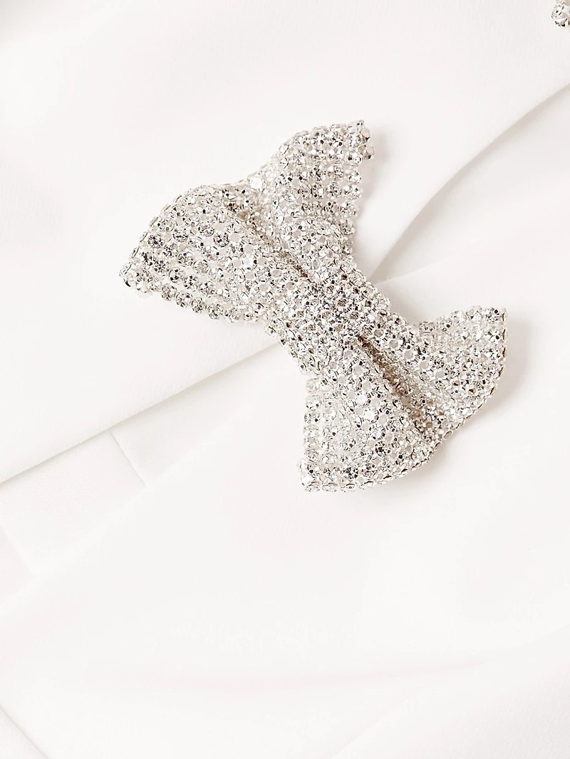 Crystal-Embellished Bow Cut-Out Minidress