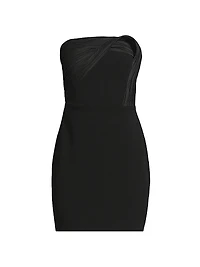 Gathered Crepe Strapless Minidress