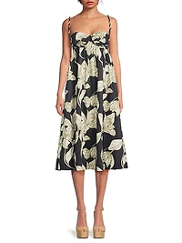 Zonna Floral Cotton Sateen Midi-Dress