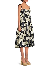 Zonna Floral Cotton Sateen Midi-Dress