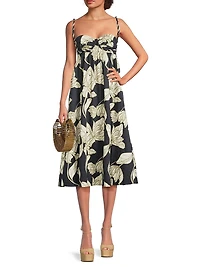 Zonna Floral Cotton Sateen Midi-Dress