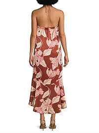 Layla Floral Satin Halterneck Midi-Dress