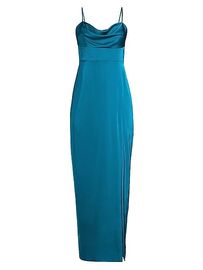 Ciara Stretch-Satin Column Gown
