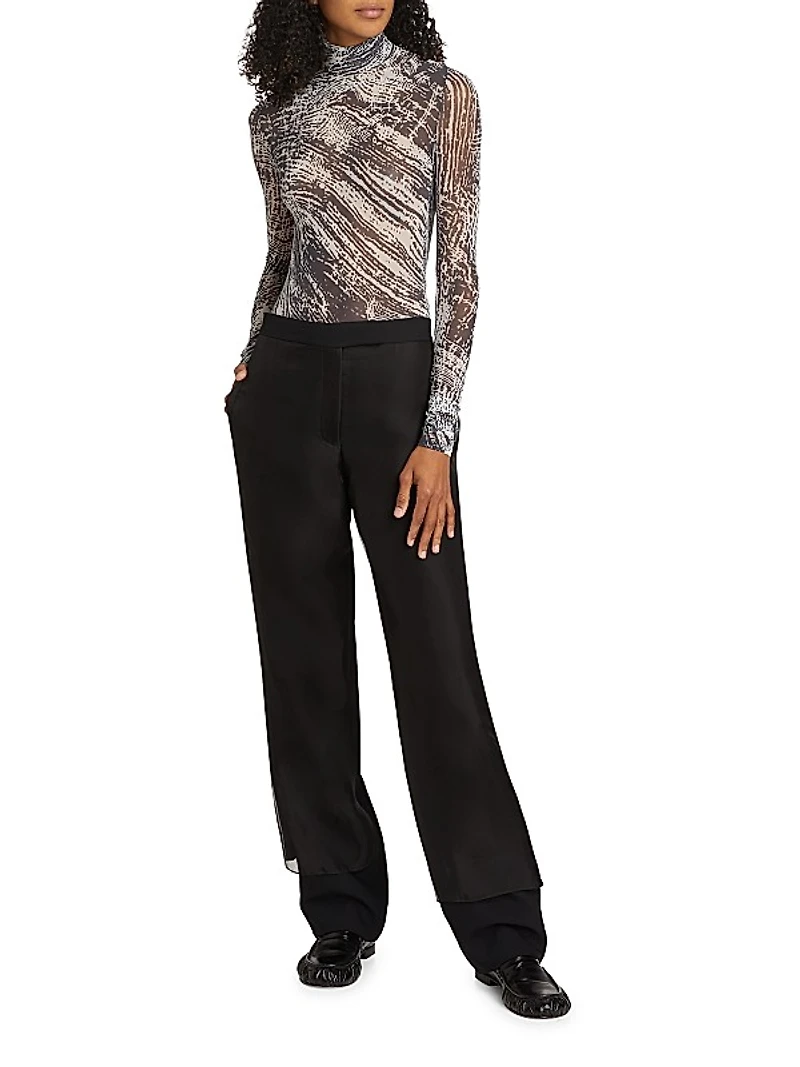 Teddy Wool Twill & Organza Pants