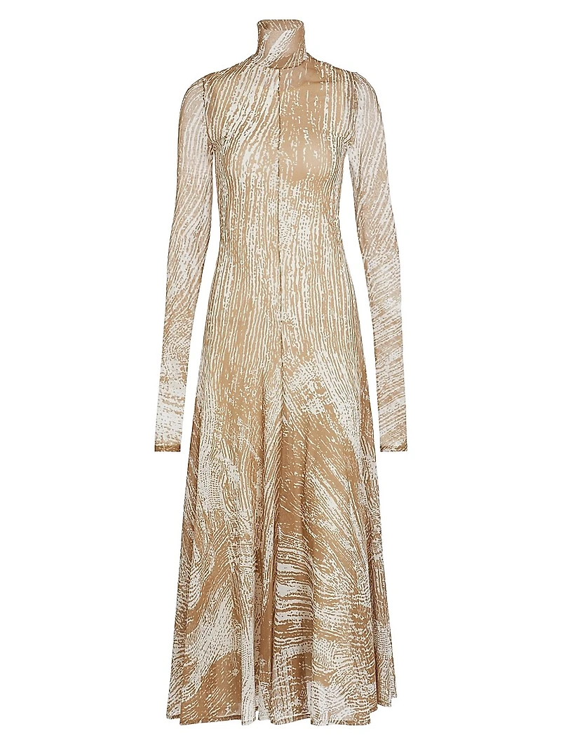 Gemma Printed Stretch Tulle Maxi Dress