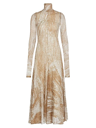 Gemma Printed Stretch Tulle Maxi Dress