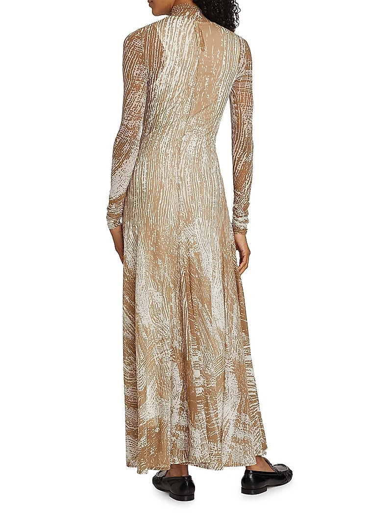 Gemma Printed Stretch Tulle Maxi Dress