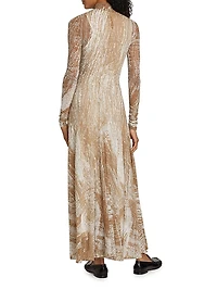 Gemma Printed Stretch Tulle Maxi Dress