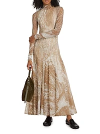 Gemma Printed Stretch Tulle Maxi Dress