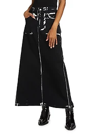 Calder Printed Denim Maxi Skirt