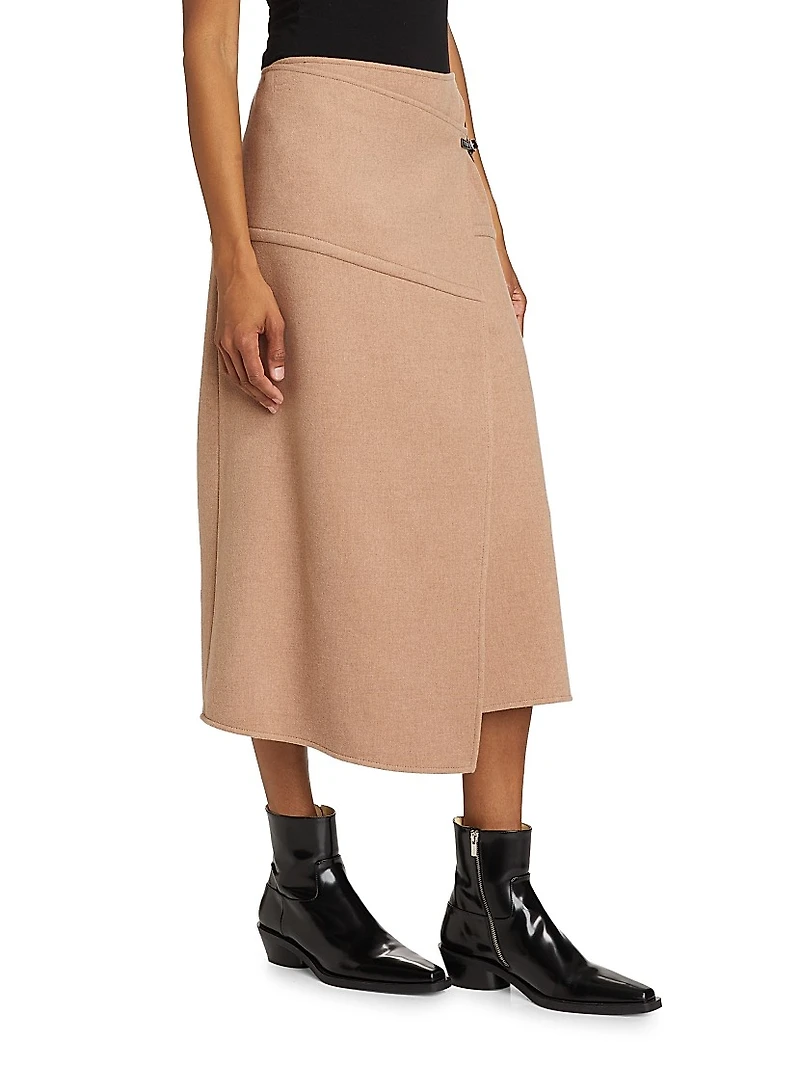 Aida Wrap Wool Midi-Skirt