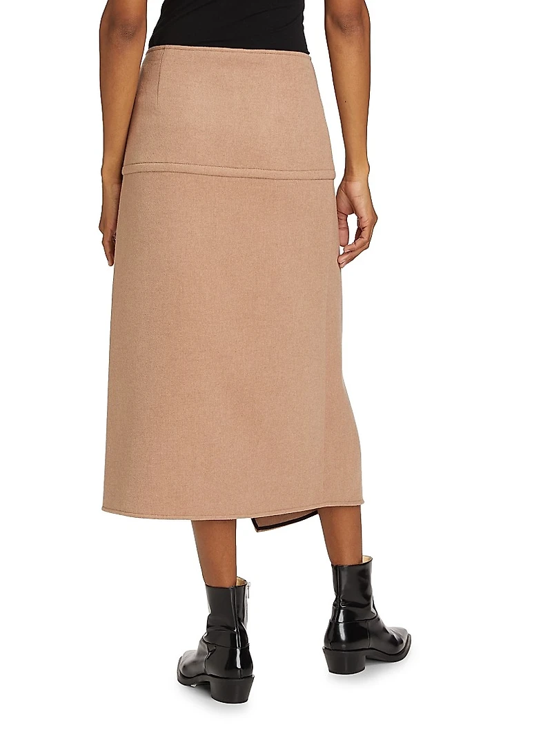 Aida Wrap Wool Midi-Skirt