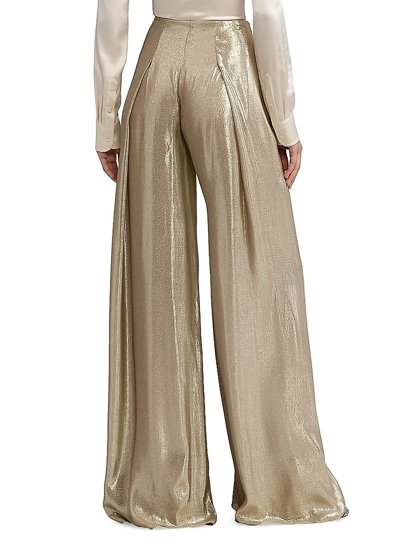 Francis Metallic Pleated Trousers