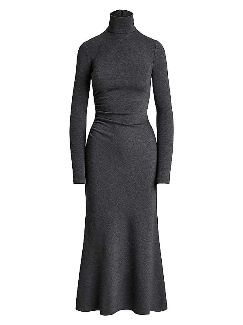 Turtleneck Wool Midi-Dress