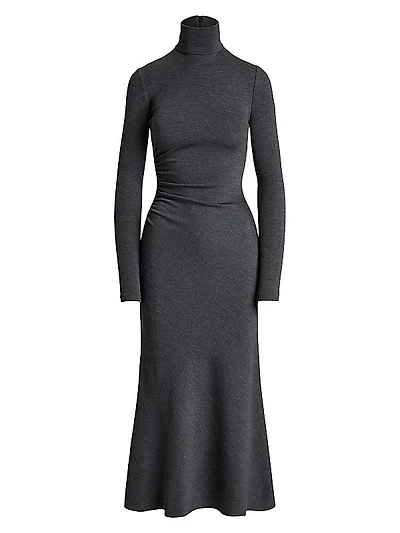 Turtleneck Wool Midi-Dress