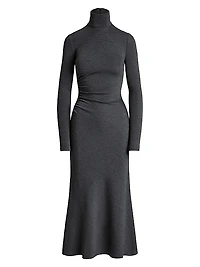 Turtleneck Wool Midi-Dress