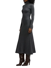 Turtleneck Wool Midi-Dress