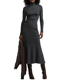 Turtleneck Wool Midi-Dress