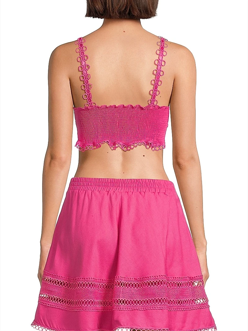 Jasmine Lace-Trim Crop Top