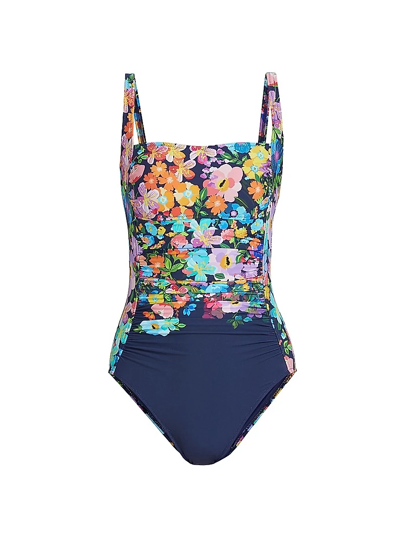 Floral Ruched One-Piece Swimsuit