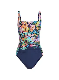 Floral Ruched One-Piece Swimsuit