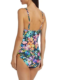 Floral Ruched One-Piece Swimsuit