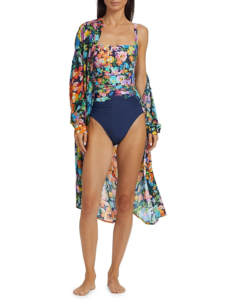 Floral Ruched One-Piece Swimsuit
