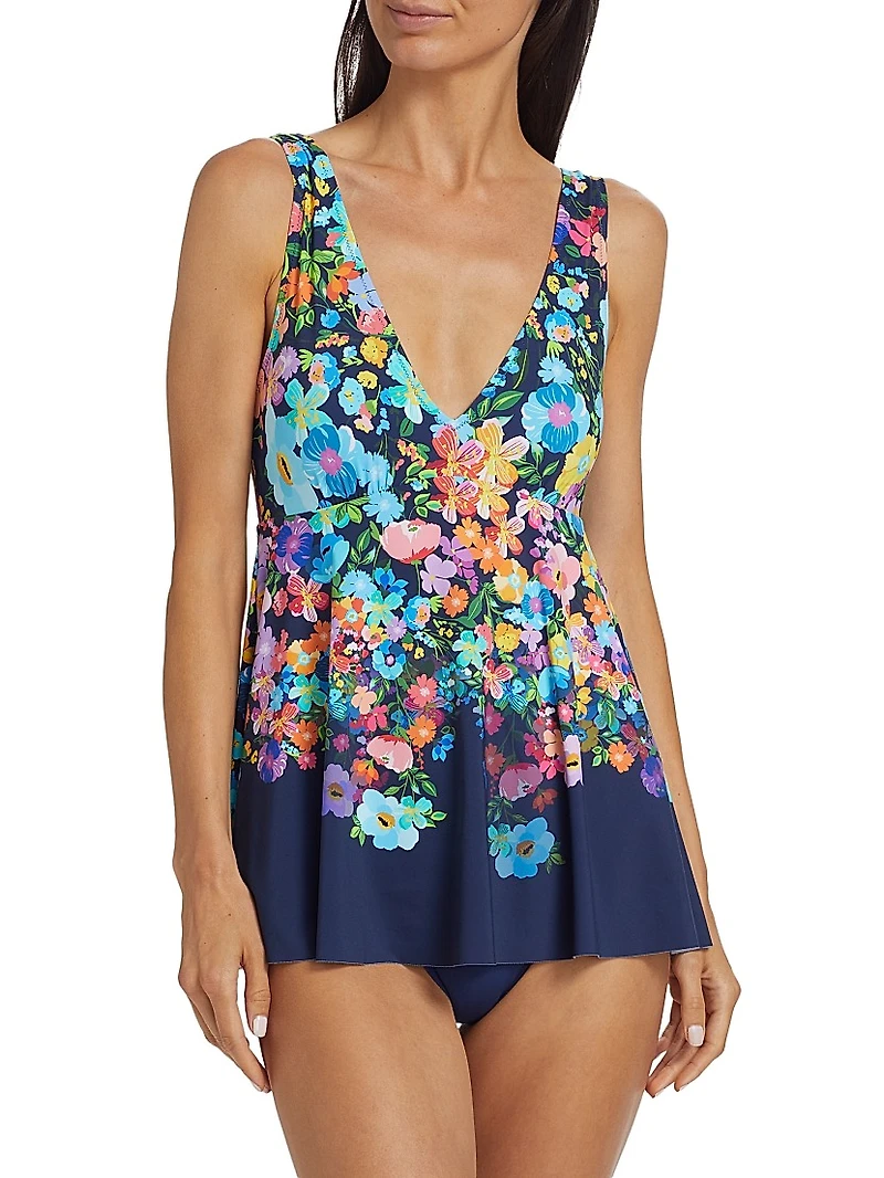 Back-Tie Skirted One-Piece Swimsuit