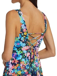 Back-Tie Skirted One-Piece Swimsuit