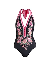 Floral Halterneck One-Piece Swimsuit