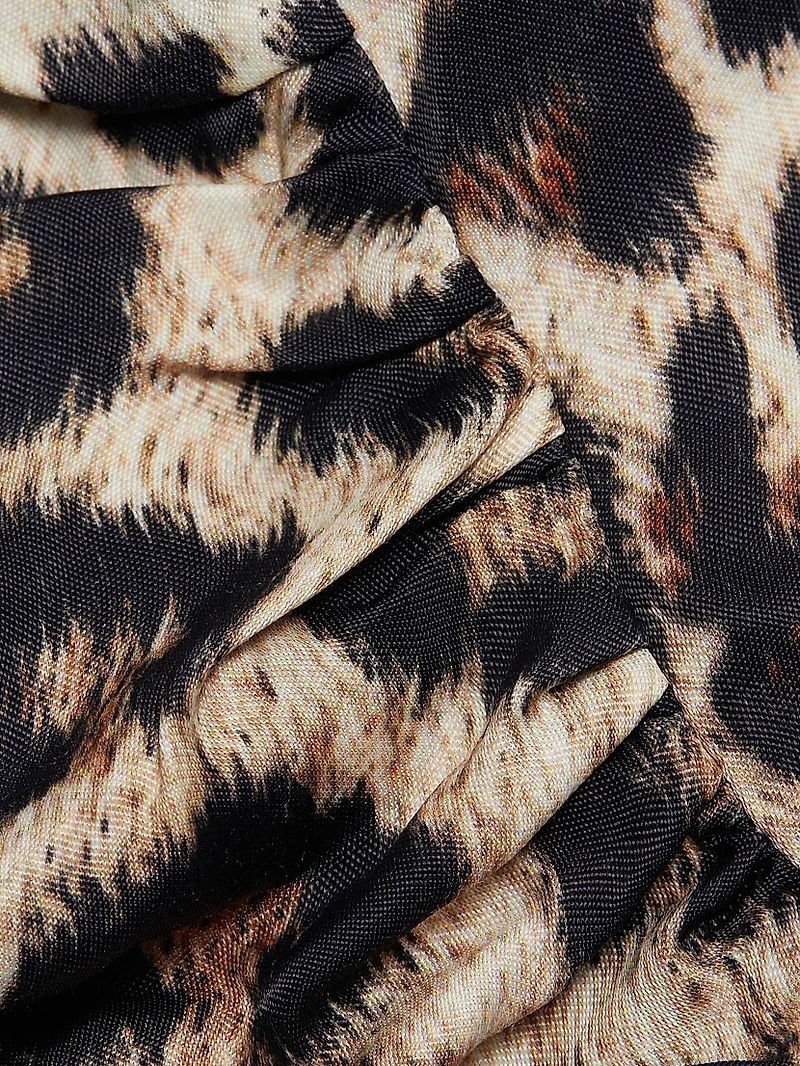 Leopard V-Neck Midi-Dress