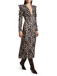 Leopard V-Neck Midi-Dress