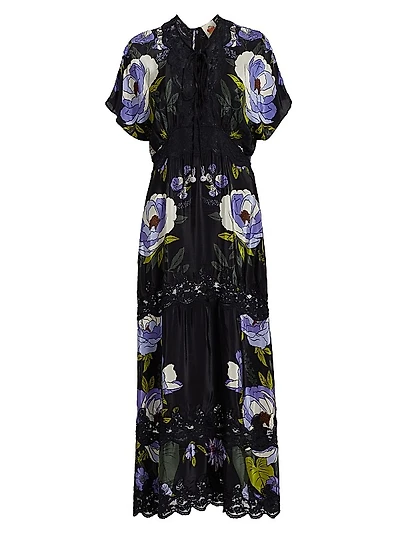 Soft Garden Laces Short-Sleeve Maxi Dress