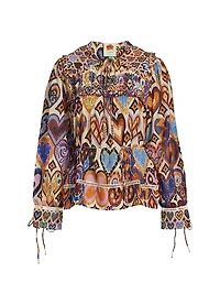Hearts Ikat-Inspired Blouse