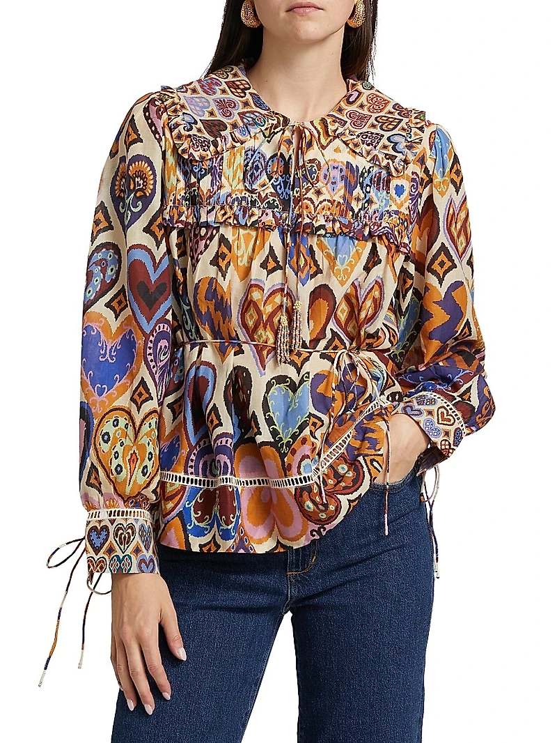 Hearts Ikat-Inspired Blouse