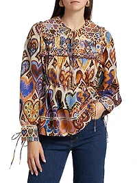 Hearts Ikat-Inspired Blouse