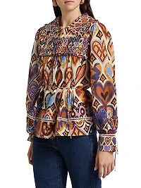 Hearts Ikat-Inspired Blouse