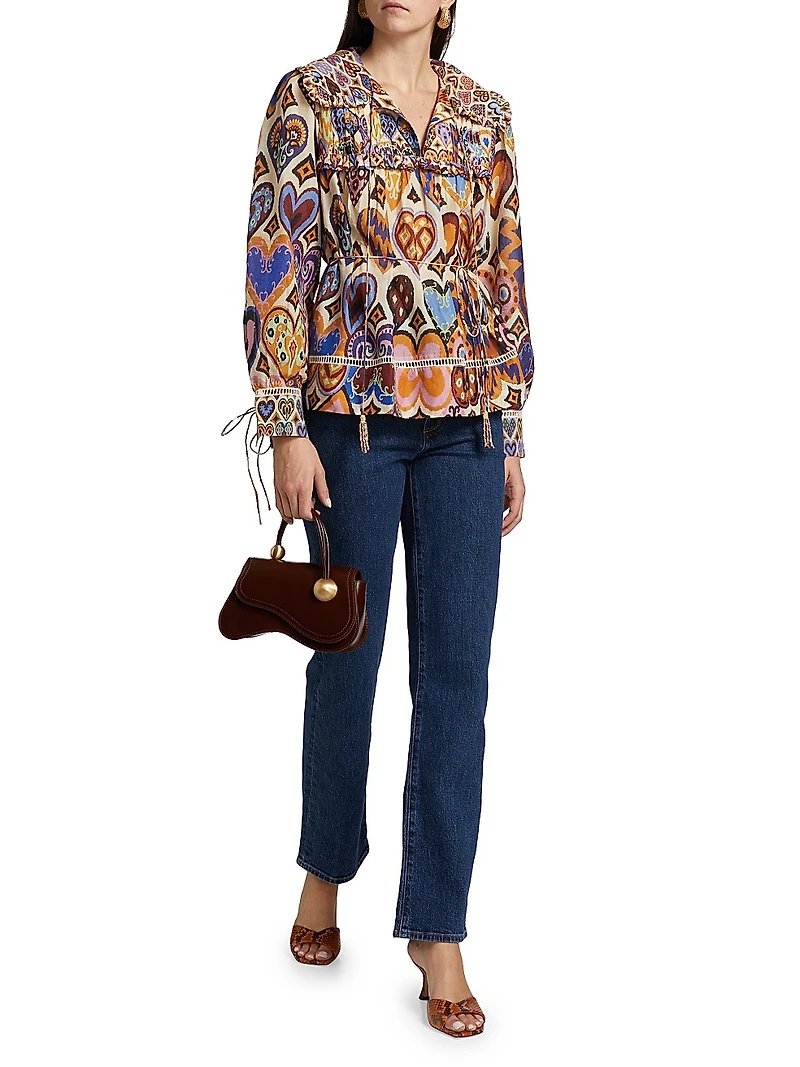 Hearts Ikat-Inspired Blouse