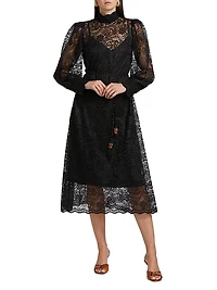 Lace Tie-Waist Midi-Dress