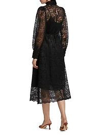 Lace Tie-Waist Midi-Dress