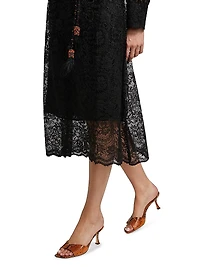Lace Tie-Waist Midi-Dress