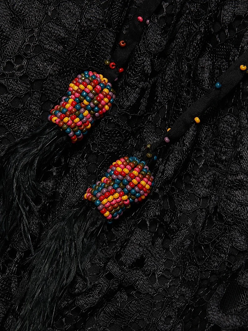 Lace Tie-Waist Midi-Dress